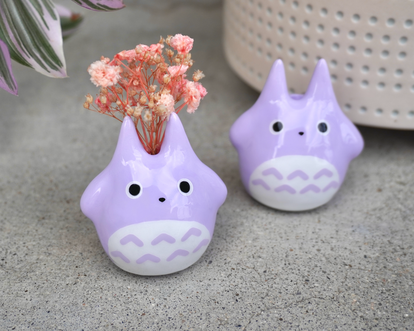 Toto Lavender Forest Spirit | Desk Friend | Anime Clay Decor | Mini Buds Vase
