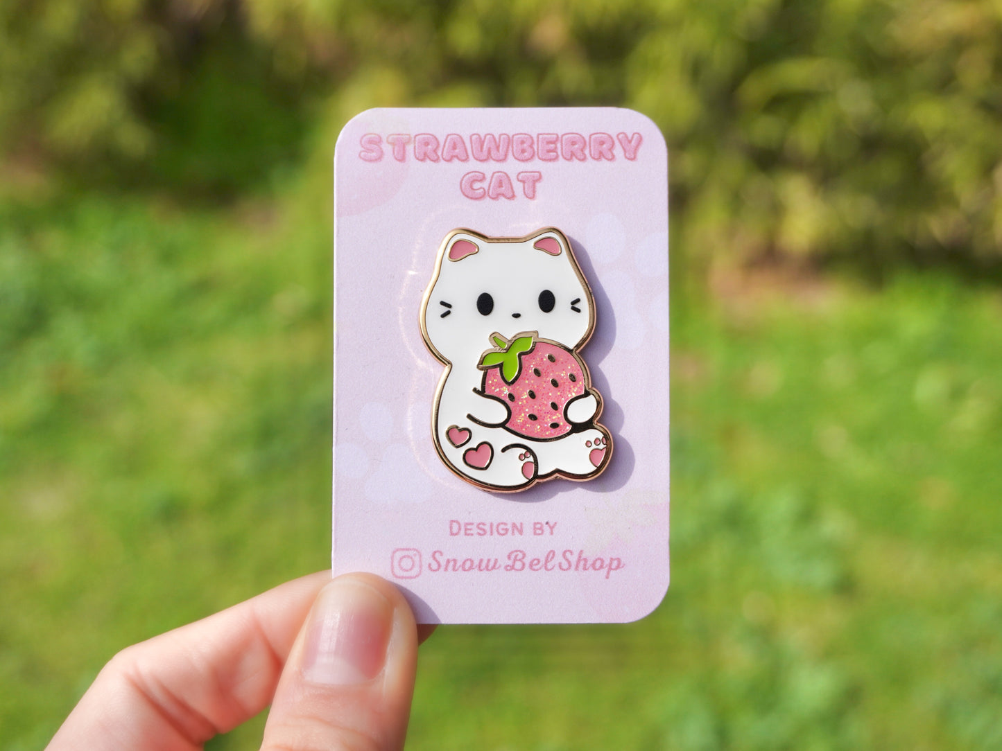 Strawberry Cat Enamel Pin | Cat Enamel Pin | Cute Animal Pins