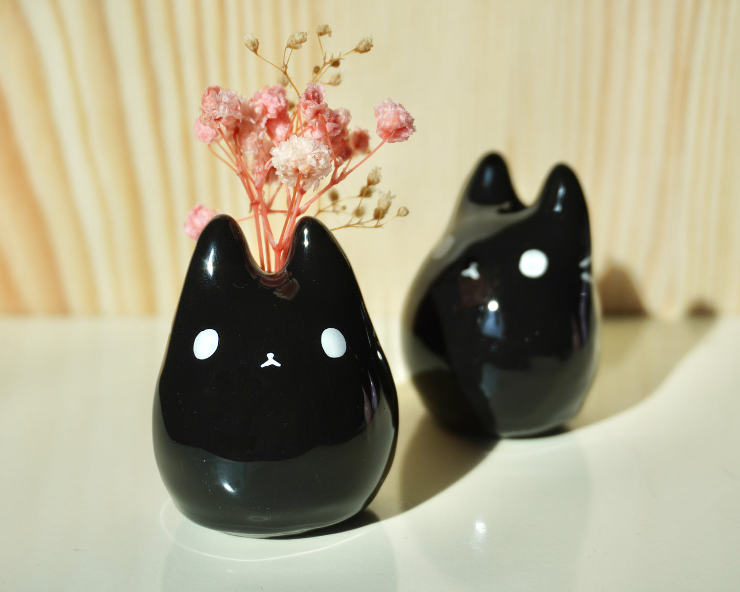 Void Cat Desk Friend | Black Cat Clay Decor | Mini Buds Vase | Whiskers Vase
