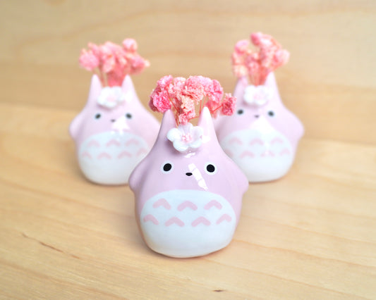 Sakura Forest Spirit - Desk Friend | Pink Anime Clay Decor | Mini Buds Vase