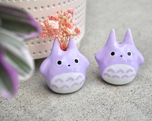 Toto Lavender Forest Spirit | Desk Friend | Anime Clay Decor | Mini Buds Vase